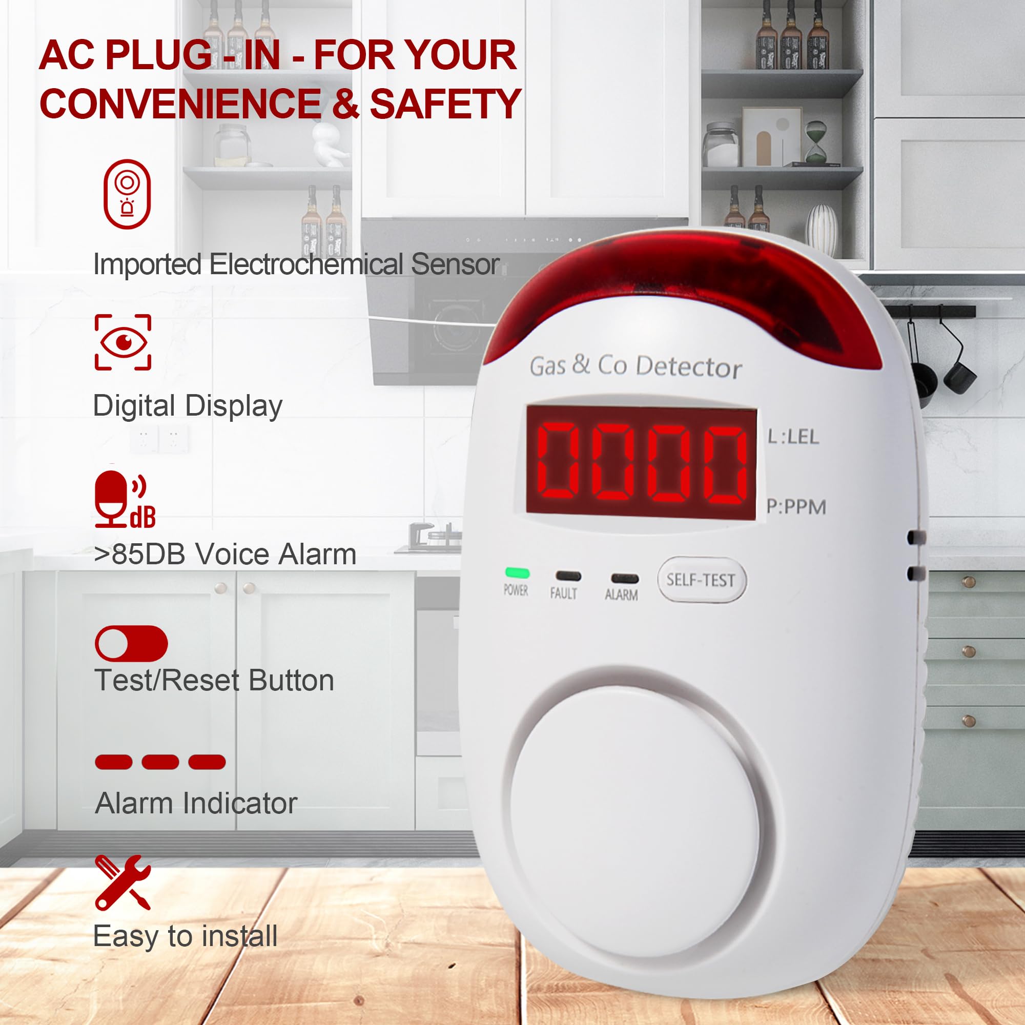 Kombinierter Gas- und Kohlenmo – Co Detector Plug Bewertung und Preis